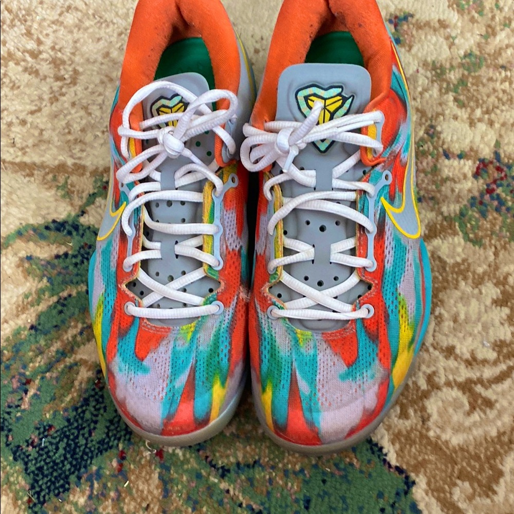 Orange and Green Athletic Sneakers with Dynamic Design